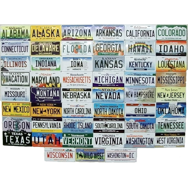 All 50 State License Plate Metal Novelty Fridge Magnets Plus Washington D C Walmart Com Walmart Com