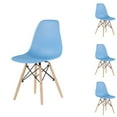 thumbnail image 1 of Light Blue Simple Fashion Leisure Plastic Chair Environmental Protection Pp Material Thickened Seat Surface Solid Wood Leg Dressing Stool Restaurant Outdoor Cafe Chair Set Of 4, 1 of 3