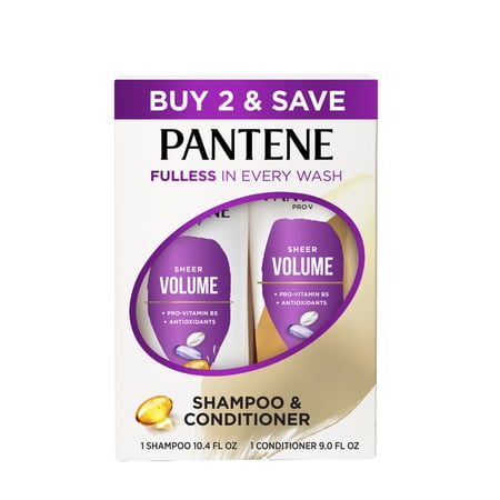 Pantene Pro-V Volume & Body Shampoo and Conditioner 10.4 fl oz + 9.0 fl oz, All Hair Types