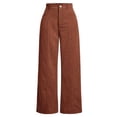 thumbnail image 2 of Pants Women Wide Leg High Waisted Trousers Retro Solid Color Straight Leg Blend Pants Casual, 2 of 5