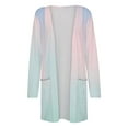 thumbnail image 4 of Cardigan for Women Casual Cardigan Sweaters for Women Loose Fit Long Sleeve Trendy Lightweight Sweaters for Women Gradient Printing Breathable Cardigan with Pocket（Mint Green,XL）, 4 of 5