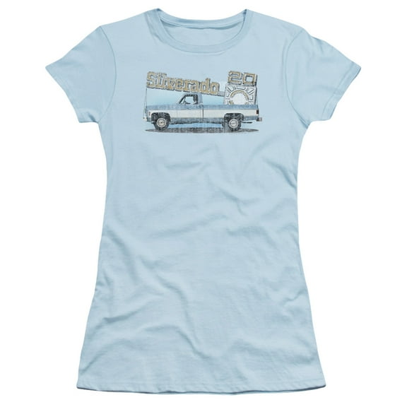 Chevrolet Old Silverado Sketch S/S Junior Women's T-Shirt Sheer Light Blue