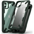 thumbnail image 1 of Ringke Fusion-X Matte Case Compatible with iPhone 11, Translucent Hard Back Shockproof Advanced Bumper Cover - Dark Green, 1 of 9