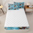 thumbnail image 4 of Homewish Cartoon Dachshund Zipper Twin Comforter Sets with Fitted Sheet and 2 Pillowcases,Surfboard Ocean Wave Zipper Bedding Set,Blue,Palm Tree Decor,Reversible,4pcs, 4 of 8