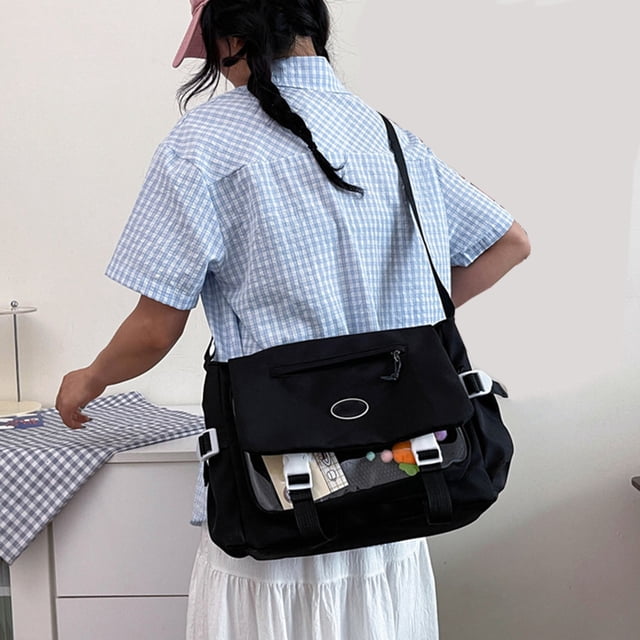 Bolsa mensajera de nailon de gran capacidad con múltiples compartimentos, bolsa cruzada resistente al agua para viajes, trabajo y uso casual.