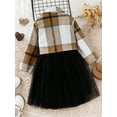 thumbnail image 5 of Toddler Girls Spring Autumn Outfit Sets Black Sleeveless Sling Dress + Long Sleeve Button Plaid Coat, 5 of 9