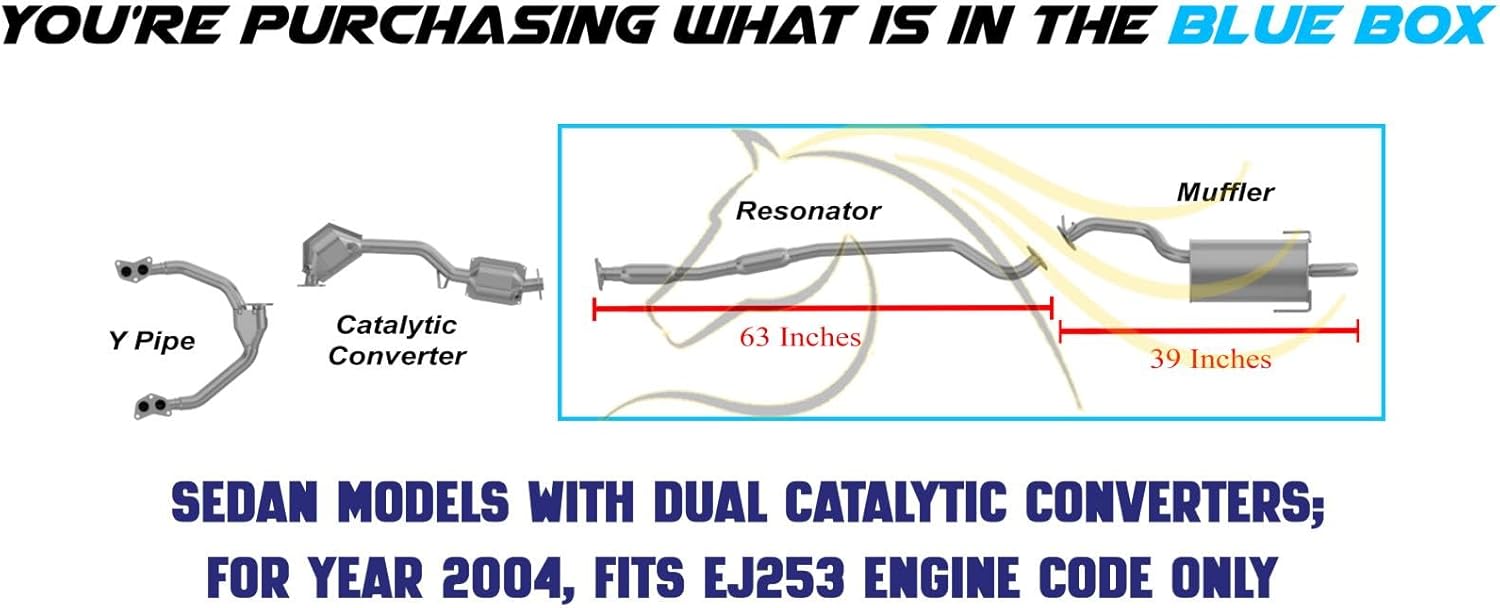 Northeastern Exhaust Stainless Steel Resonator Pipe & Muffler System Kit Fits 2003 Subaru Baja 2.5L SUV – Direct Fit