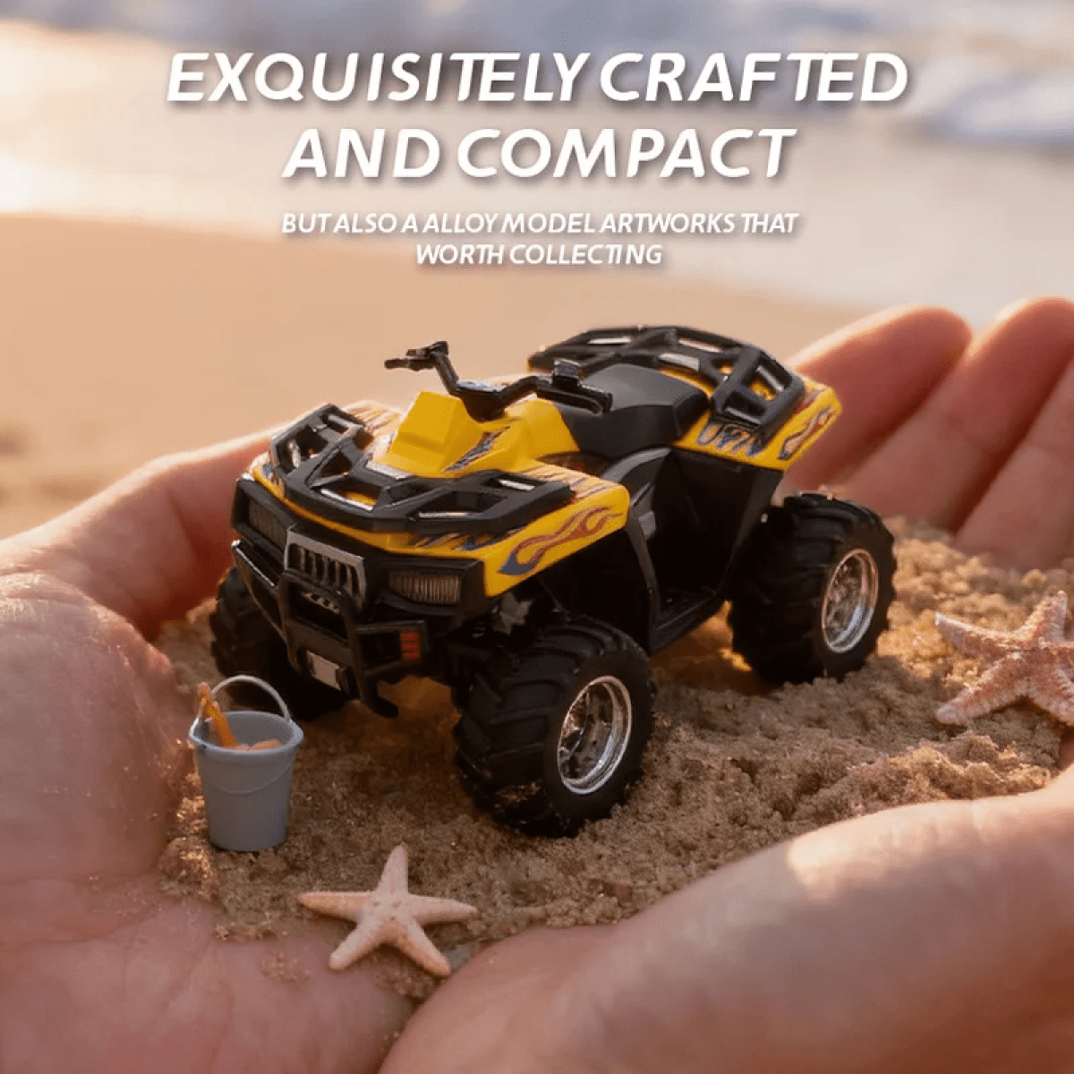 Mini Beach RC Truck for Adults 4-wheels 1:64 Alloy Remote Control Car with Lights, Desktop Off-road Motorcycle for Kids Gifts(Blue)
