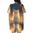 thumbnail image 6 of Rateoe Starry Sky Constellation Cat Pattern Women's Short-Sleeved Pajama Set - 2 Piece Soft and Lightweight Sleepwear Set-XX-Large, 6 of 7