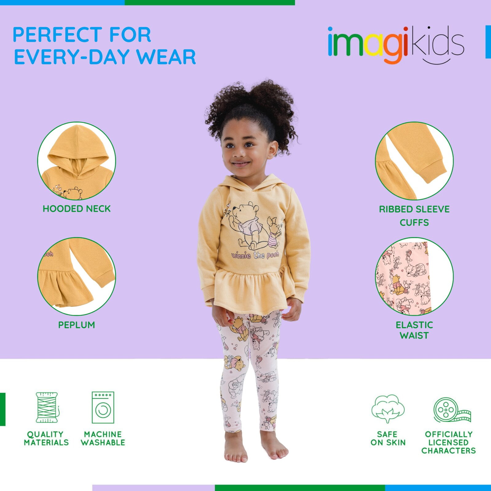 Disney Winnie the Pooh Piglet Pullover Peplum Fleece Hoodie and Leggings Outfit Set Infant to Toddler
