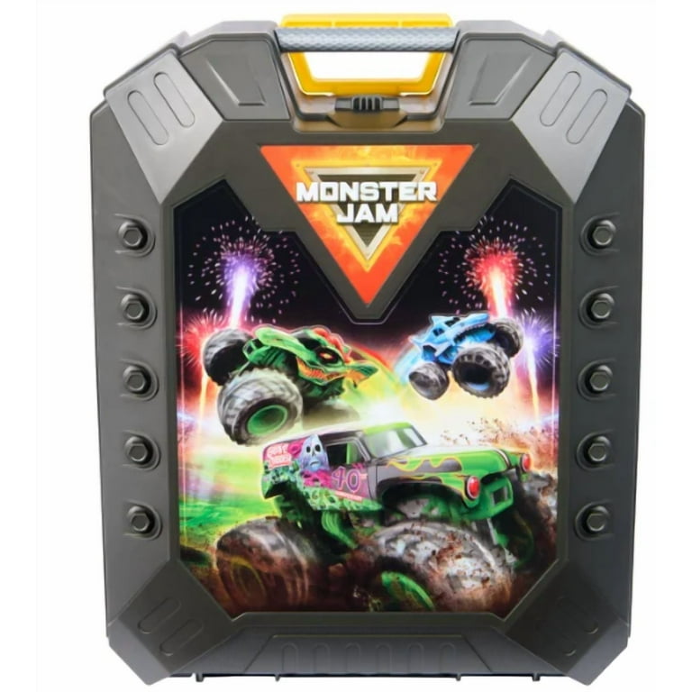 ミニカー Monster Jam Pit Party & Go 10 TRUCKS set Monster Jam Pit Party Carrying Case, Includes 10 Trucks