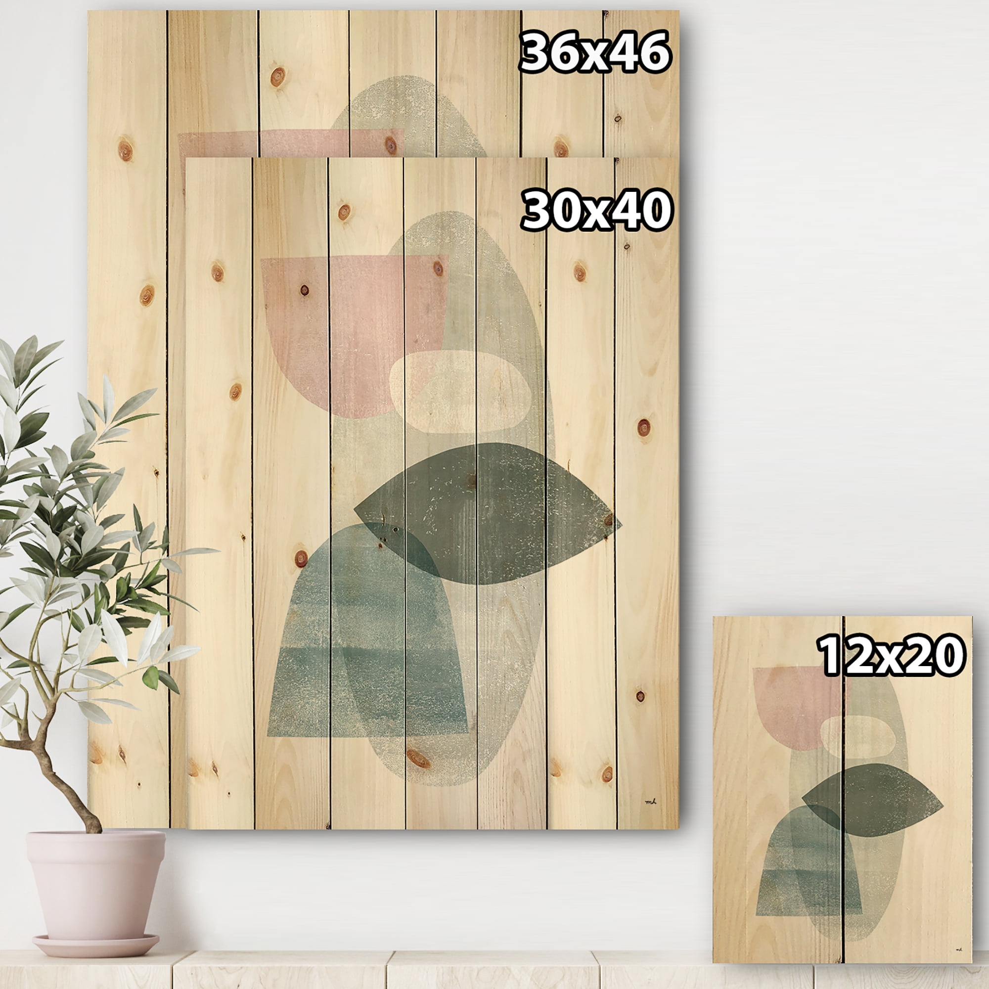 Designart 'Distressed Dream II' Modern & Transitional Print on Natural Pine Wood