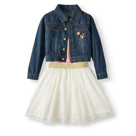 Limited Too Tutu Dress and Denim Jacket, 2pc Outfit Set (Baby Girls & Toddler Girls)