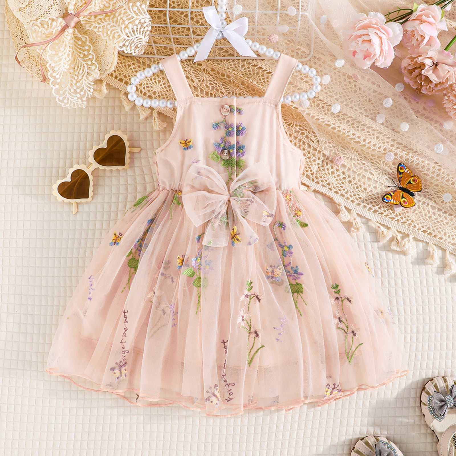 nsendm Girls Childrenscostume Big Kid Clothes Kids and Teens Baby Girls Tutu Dress Toddler Floral Tutu Dress Sleeveless Infant Tulle Dresses Girls Cute Pink 12 18 Months Walmart