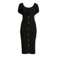 thumbnail image 4 of No Boundaries Juniors Wiggle Knit Dress with Short Puff Sleeves, Sizes XS-3XL, 4 of 5