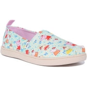 Toms Alpargata Kid's Peppa Pig Print Canvas Slip On Trainers In Jade Size 1