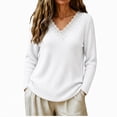 thumbnail image 5 of Tops for Women Lace V-Neck Soft Long Sleeve Ribbed Knit Pullover Casual Fall Winter Shirt, 5 of 7