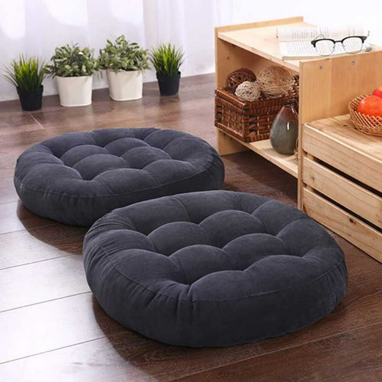 Danceemangoo 1Pcs Thicken Round Futon Hassock Seat Cushion Tatami Mattress Pouf Bedding Sitting Pillow Home Decor, Size: 42x42x5cm, Blue