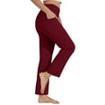 thumbnail image 4 of Red Yoga Pants Women Pants for Women Plus Size Casual Straight Leg Yoga Leggings Comfy Cropped Pants with Pocket, 4 of 5