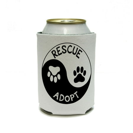 - Rescue Adopt Yin Yang - Paw Prints Animals Dogs Cats Can Cooler Drink Insulator Beverage Insulated Holder