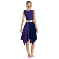 thumbnail image 2 of iEFiEL Womens Asymmetrical Praise Dance Dress Long Sleeve Overlay Choir Worship Costume Church Liturgical Dancewear Purple&Navy Blue XL, 2 of 7