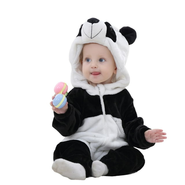 Body De Bebé Canastilla Onesies Para Niños Pequeños Recién Nacidos Niños Mameluco De Animales Mono De Manga Larga Con Capucha Otoño Traje Lindo Ropa De Franela Negro Odeerbi LM103-4276