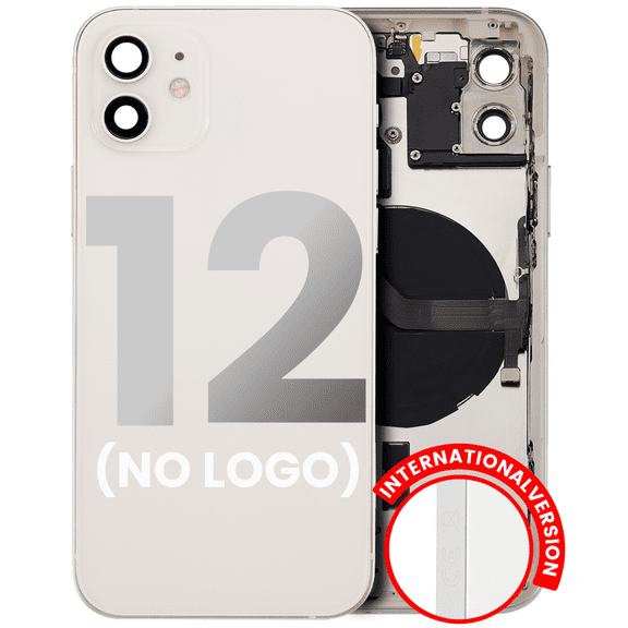 Replacement Back Housing W/ Small Components Pre-Installed Compatible For iPhone 12 (No Logo) (Aftermarket Plus) (International Version) (White)