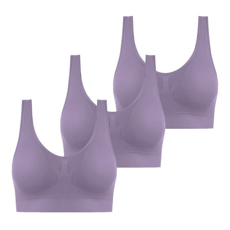 bnaln Sports Bras for Women 3 Pack No Underwire Comfortable Breathable Bra Wire-Free Back-Smoothing Full-Figure Comfortable Support Bras