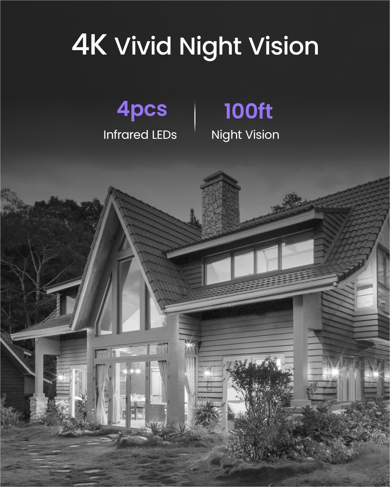 Loocam 4K Wired PoE IP Add-On Security Camera, Person Vehicle Detection, 100ft Night Vision, Only Work with Loocam 4K PoE NVR, 2 Pack