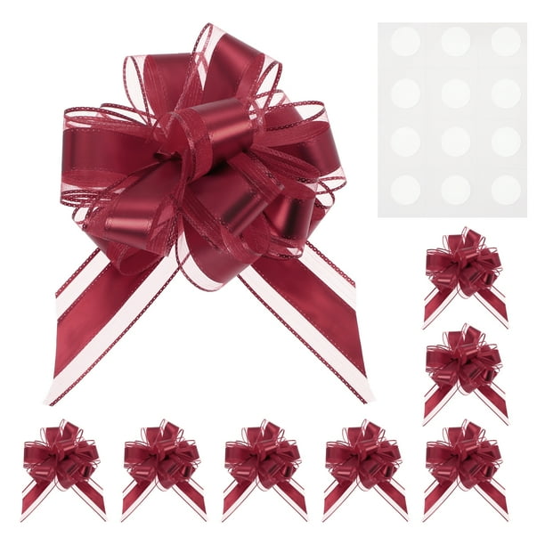 Uxcell 8 paquetes de grandes lazos para envolver regalos, lazo de cinta reutilizable color rojo oscuro