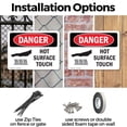 thumbnail image 3 of (2 Pack) Hot Surface Do Not Touch OSHA Danger Sign 10 Inch X 7 Inch Plastic Sign, Weather Resistant, UV Protected for Workplace, Business, and Construction Site, Made in the USA, 3 of 8