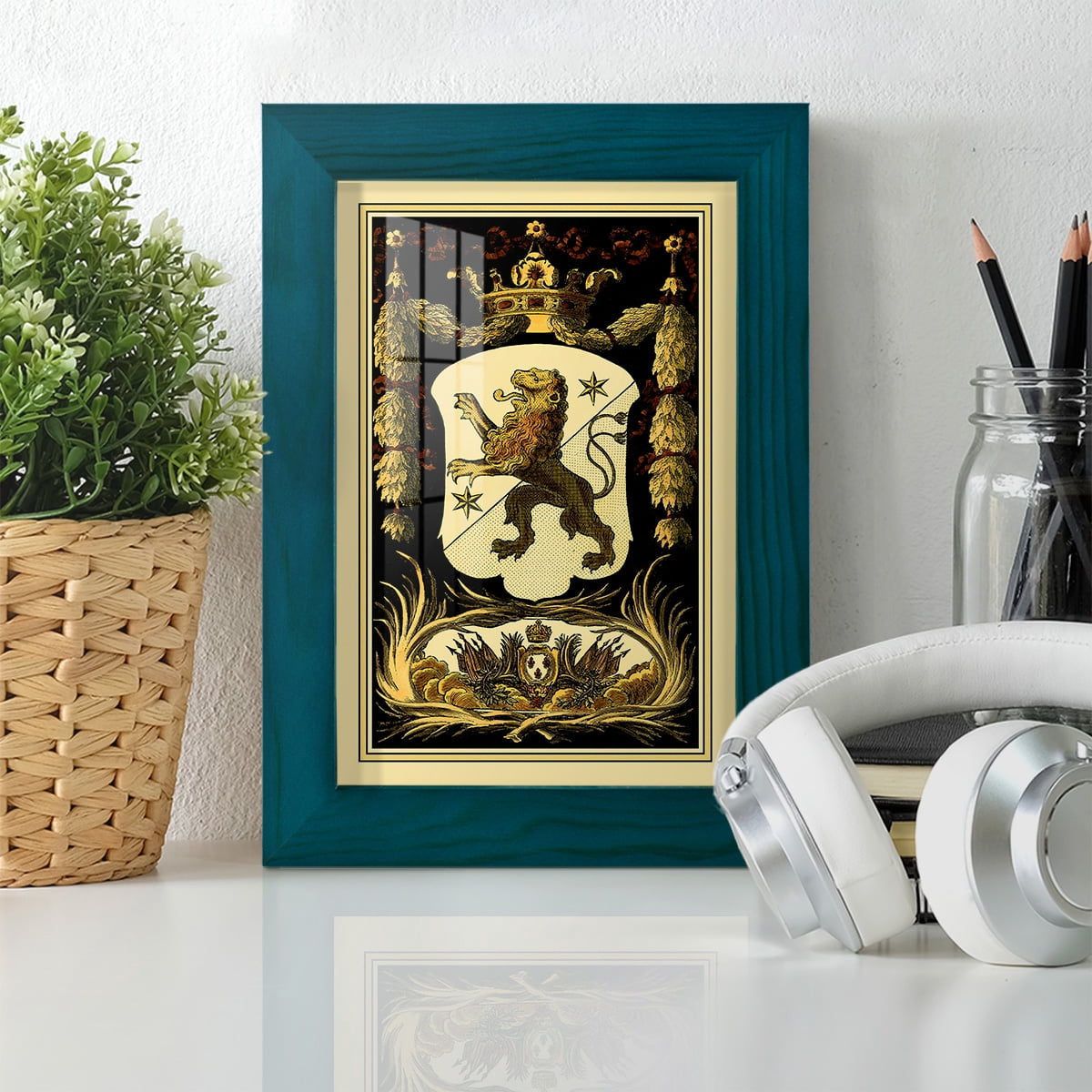 Family Crest III -Framed Print w/glass-Ocean Blue