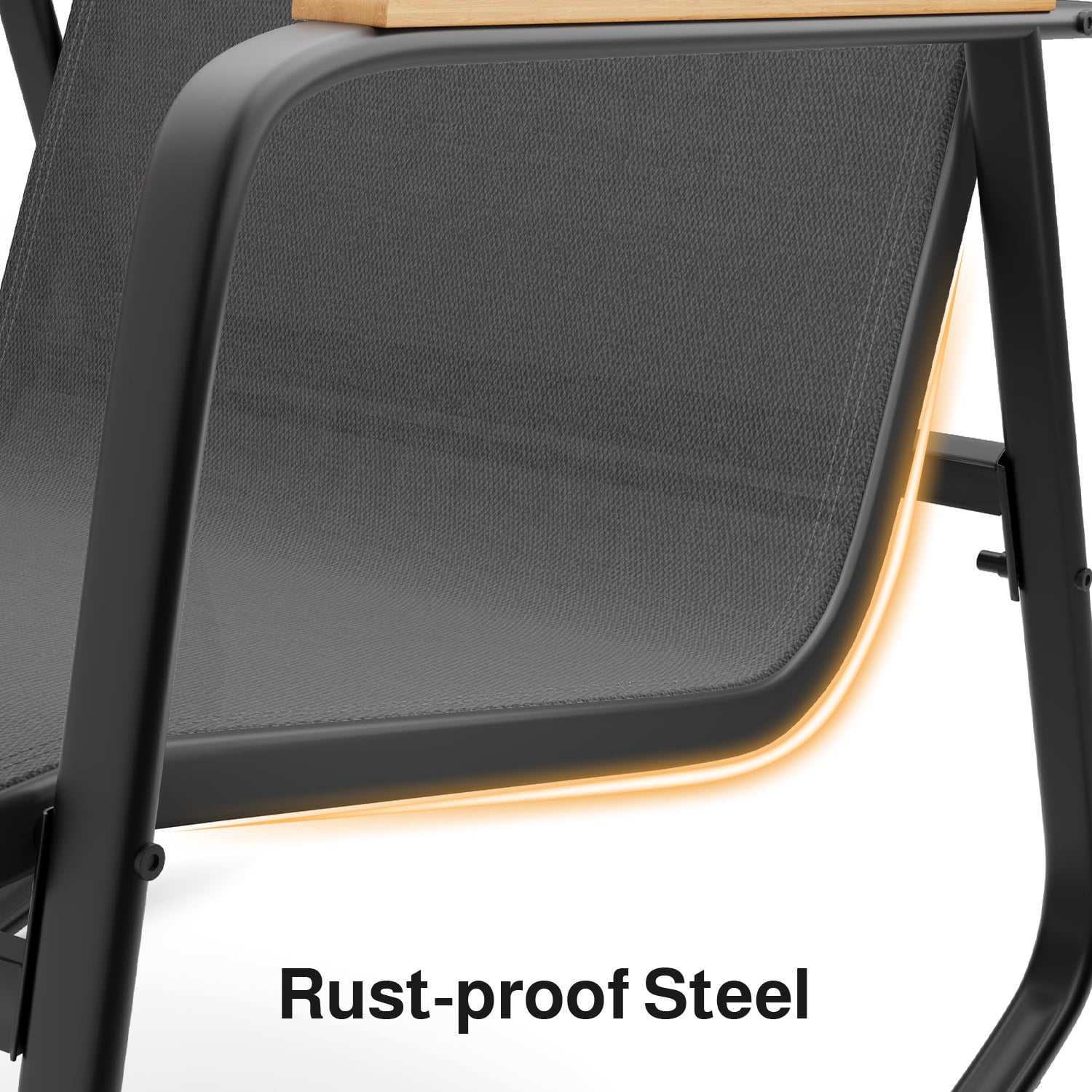 Asofer 3-Piece Patio Furniture Set, Rocking Chair with Soft Cushion and Coffee Table, for Garden, Balcony, Backyard, Black