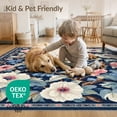 thumbnail image 4 of ODIKA 8'x10' Washable Area Rug Scatter Vintage Pink Blooms Trellis Frame Petal Motif Entry Door for Living Room, Under Sectional, Family , Durable, Non-Slip, 4 of 7