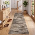 thumbnail image 2 of Garvee 2'x6' Modern Abstract Striped Runner Rug Washable Rug, Soft Non Slip Low‑Pile Indoor Carpet for Hallway Bedroom Kitchen, Light Coffee, 2 of 8