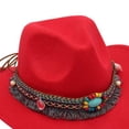 thumbnail image 3 of Staki Kids Wide Brim Western Cowboy Cowgirl Hat Boys Girls Felt Hats for Kids(Red,3-8 Years), 3 of 4