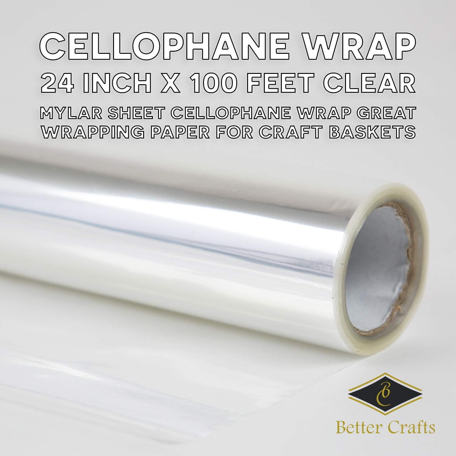 Cellophane Wrap 24"Inch x 100'Ft Mylar Sheet Cellophane Roll Great Wrapping Paper for Craft