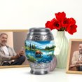thumbnail image 6 of JAGASY Bear Small Cremation Urn for Sister, Blue Tiny Urns for Human Ashes Keepsake, River Trees Mountain & Blue Sky Decorative Urns for Siblings, Funeral Urn for Brother, (3 Inch), 6 of 7