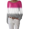 thumbnail image 1 of Off Shoulder Long Sleeve Top for Women Gradient Color T Shirt Color Block Patchwork Blouse Tee Shirt Plus Size, 1 of 2