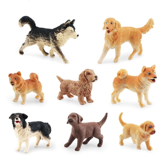 Milue 8PCS Dog Figurines Playset Mini Detailed Plastic Puppy Figures Cake Toppers