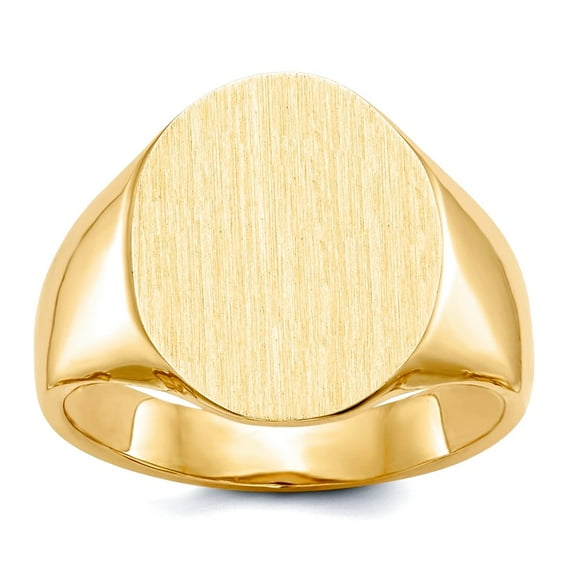 14k Yellow Gold Solid Brushed Polished Mens Signet Ring Size 10 Ring for Men - 5.6 Grams