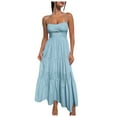 thumbnail image 1 of Vestido largo sin mangas con espalda descubierta y corte sólido para mujer - Mezcla de poliéster y spandex - Ropa informal/de fiesta con opciones de tallas, 1 of 5