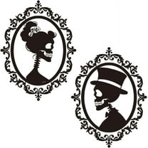 Halloween Wall Stickers Skeleton Couple Wall Decals Vintage 2 Patterns Textured Mirror Wall Sticker Halloween Stickers for Kids Halloween Window Decoration for Halloween Party Decorations DIY