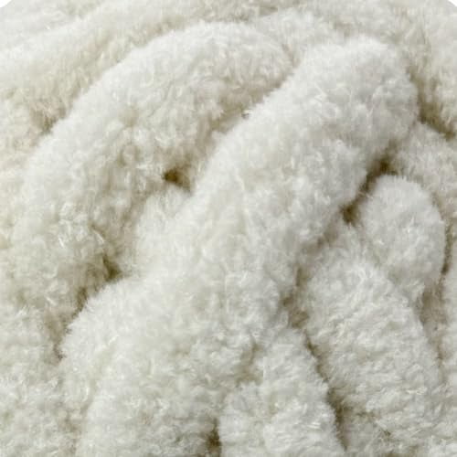 Chunky Chenille Yarn by Troyarn,Super Bulky, Soft, Fluffy Plush Yarn Crocheting, Knitting, Hand Knitting, Blanket Making, Jumbo Skeins for Arm Knitting, Home Décor-4x200gr / 4x28yd(121101-Cream)