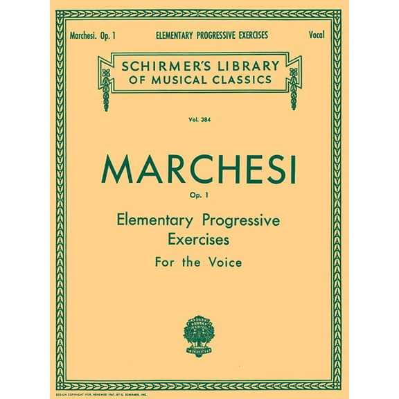 Elementary Progressive Exercises, Op. 1: Schirmer Library of Classics Volume 384 Voice Technique, (Paperback)