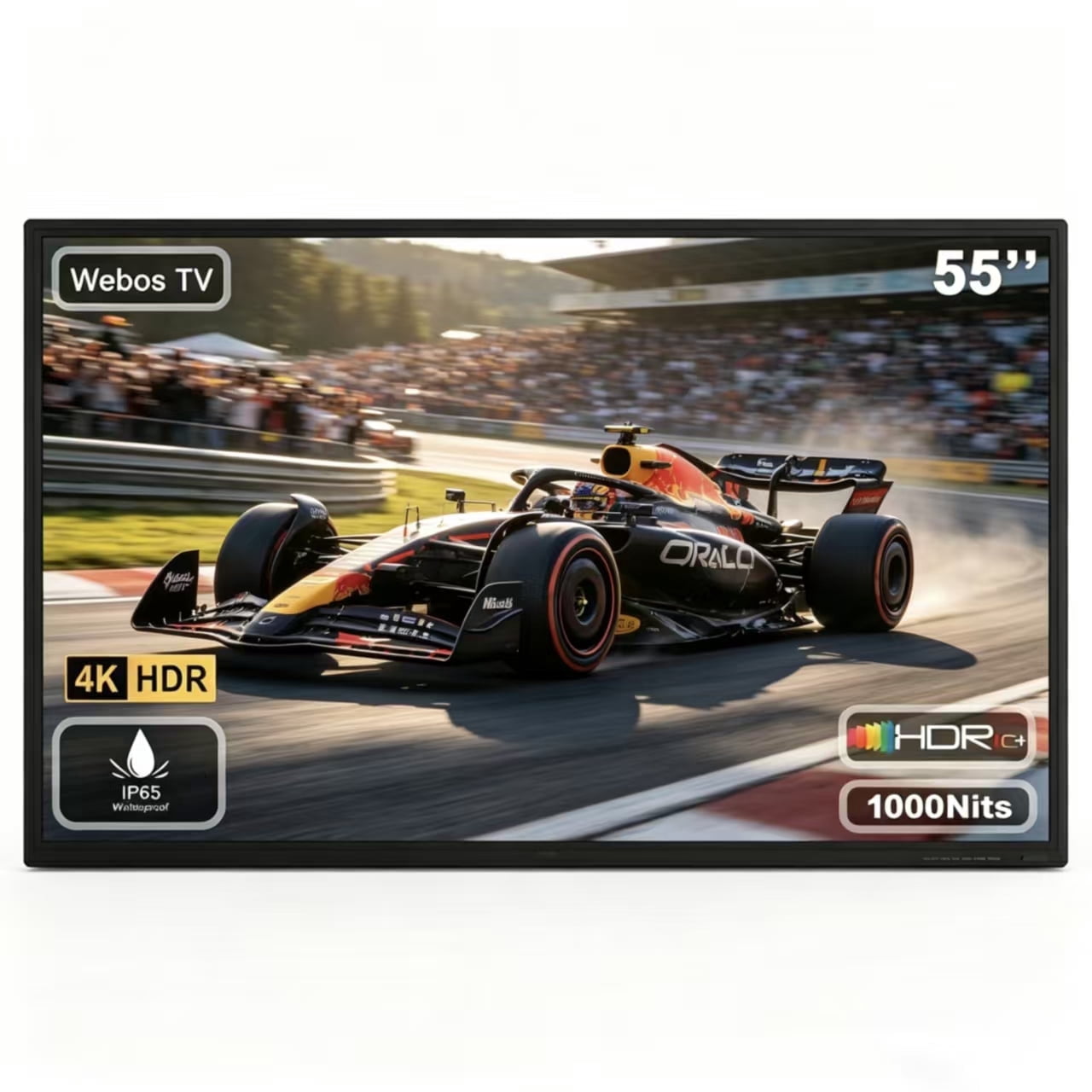 WELE 55" Outdoor TV, 4K HDR 1000-Nits Ultra Bright Anti-Glare IP65 Waterproof Dustproof All-Weather Smart TV with Wi-Fi Bluetooth & Remote for Patio
