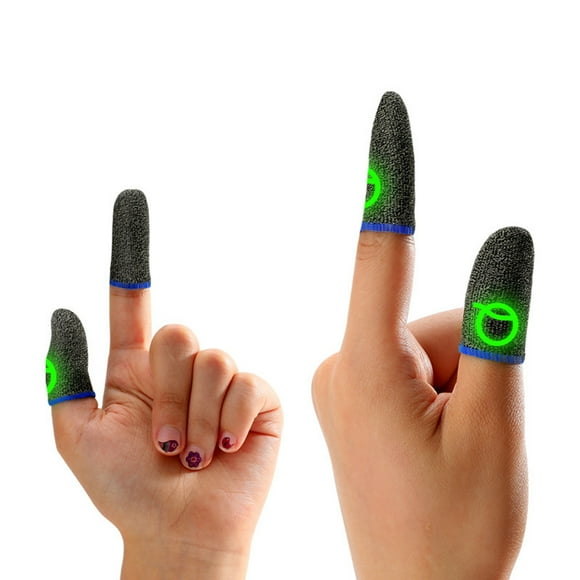 Sidaley 2 piezas Luminous Mobile Gaming Fingers Cots Transpirable Sensible Mangas suaves Guantes de juego a prueba de sudor Alta elasticidad Azul Type3 NO3