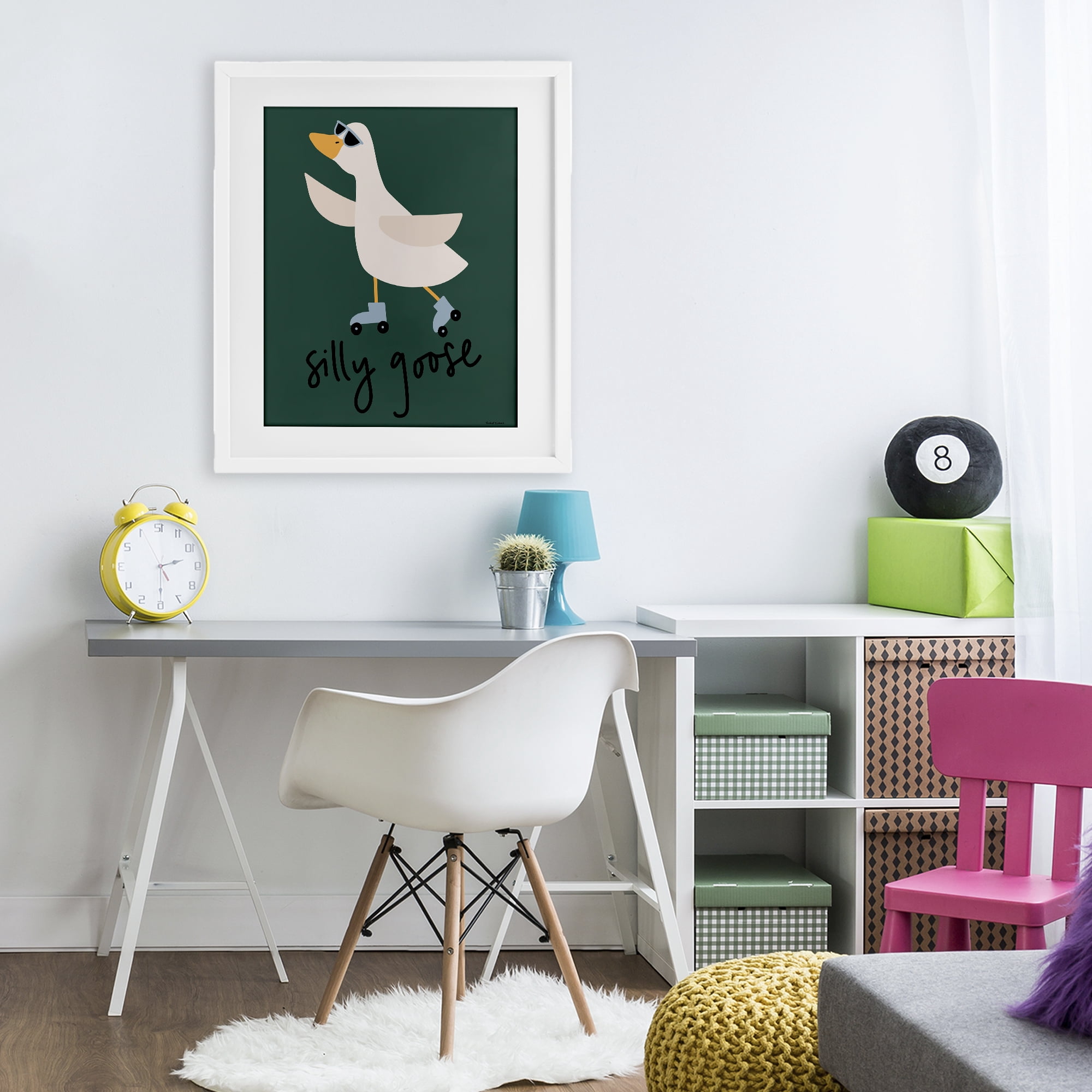 Stupell Industries Silly Goose on Skates White Framed Print Under Glass, design by Rachel Nieman