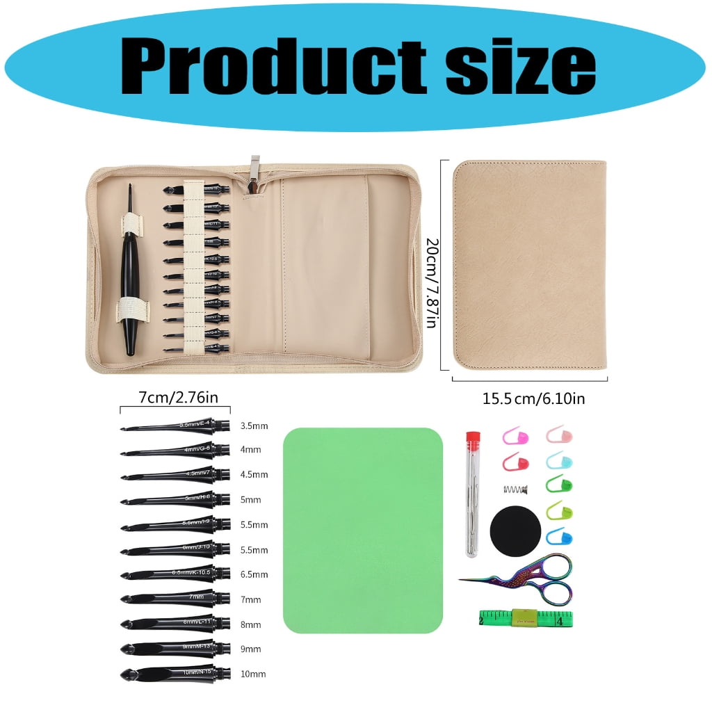 MOMOJIA Ergonomic Aluminum Crochet Hook with 11 Interchangeable Tip Yarn Craft Tool Set