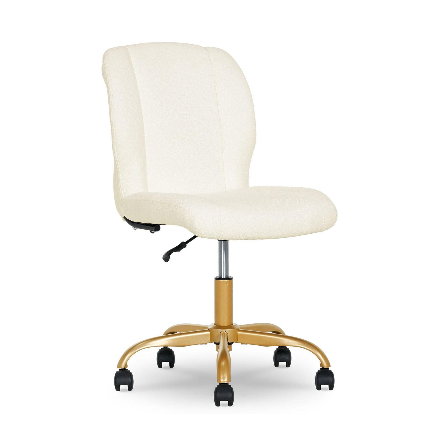 Mainstays Bouclé Armless Office Chair, Cream, Soft bouclé fabric
